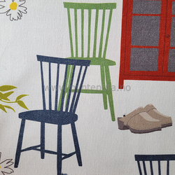 Putetrekk - Strøvtog (offwhite-rod) - detalj stoler og tresko